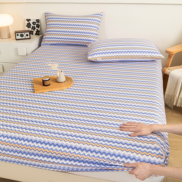 91家纺网 家纺一手货源 找家纺 芃成家纺 2025新款加厚老粗布原棉床笠亲肤单床笠 波西米亚-紫