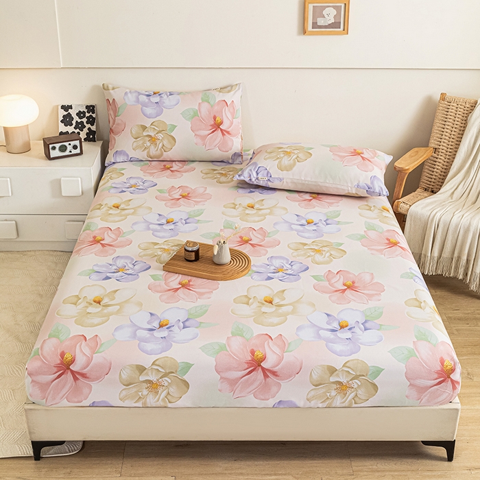 芃成家纺 2025新款加厚老粗布原棉床笠亲肤单床笠 春日花开