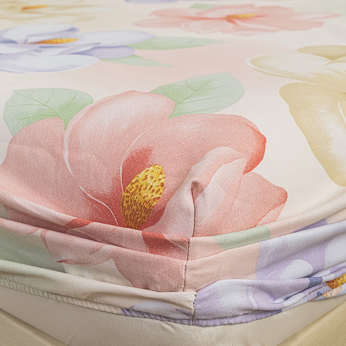 91家纺网 家纺一手货源 找家纺 芃成家纺 2025新款加厚老粗布原棉床笠亲肤单床笠 春日花开