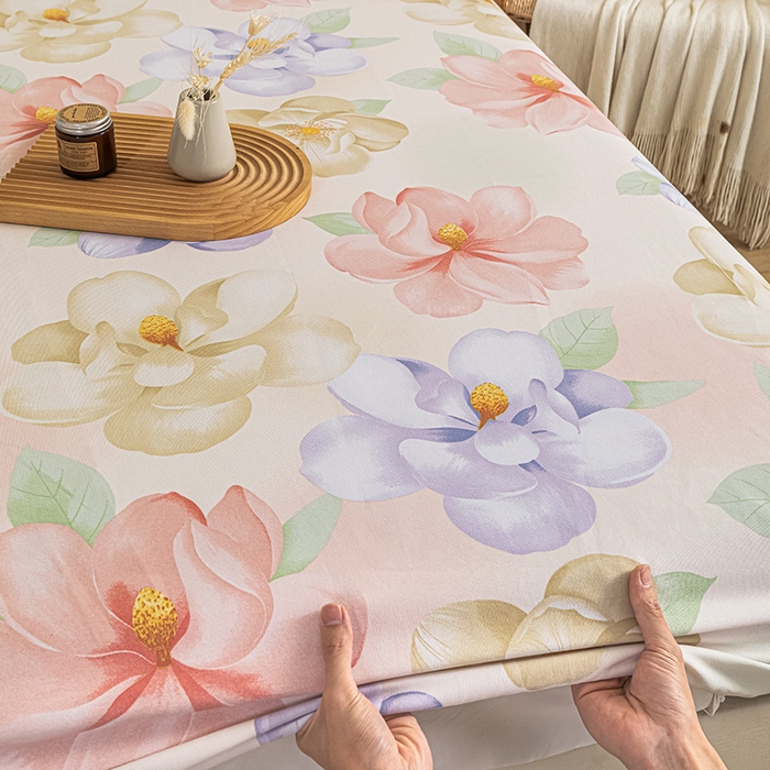 91家纺网 家纺一手货源 找家纺 芃成家纺 2025新款加厚老粗布原棉床笠亲肤单床笠 春日花开