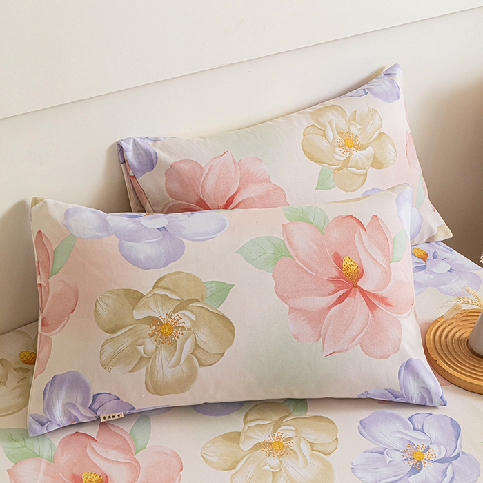 91家纺网 家纺一手货源 找家纺 芃成家纺 2025新款加厚老粗布原棉床笠亲肤单床笠 春日花开