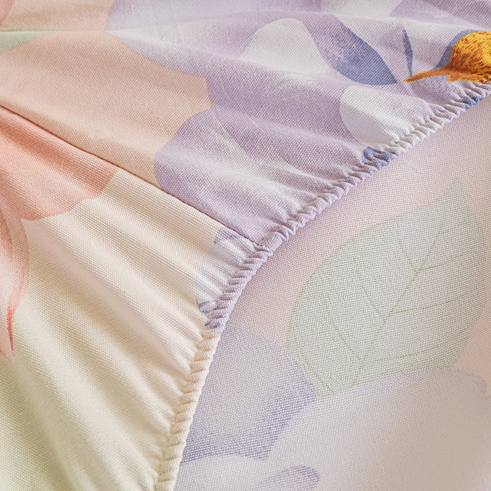 91家纺网 家纺一手货源 找家纺 芃成家纺 2025新款加厚老粗布原棉床笠亲肤单床笠 春日花开