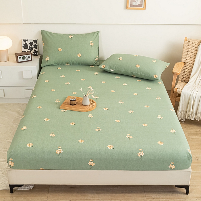 芃成家纺 2025新款加厚老粗布原棉床笠亲肤单床笠 春意