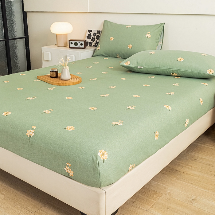 91家纺网 家纺一手货源 找家纺 芃成家纺 2025新款加厚老粗布原棉床笠亲肤单床笠 春意