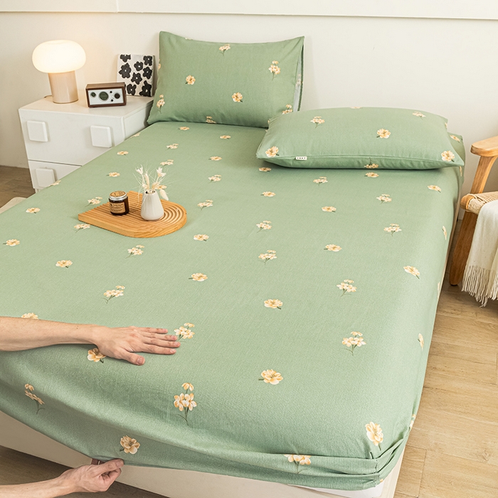 91家纺网 家纺一手货源 找家纺 芃成家纺 2025新款加厚老粗布原棉床笠亲肤单床笠 春意