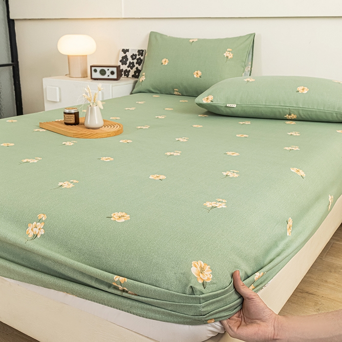 91家纺网 家纺一手货源 找家纺 芃成家纺 2025新款加厚老粗布原棉床笠亲肤单床笠 春意