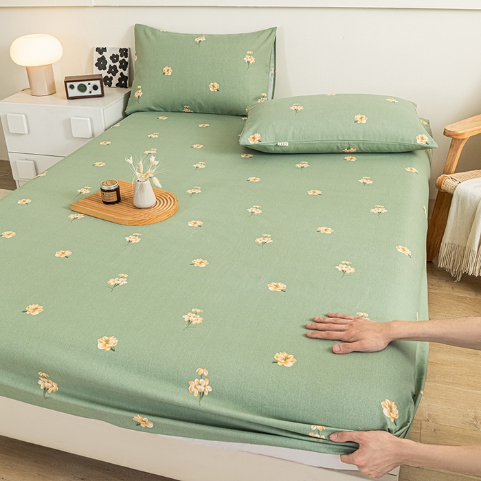 91家纺网 家纺一手货源 找家纺 芃成家纺 2025新款加厚老粗布原棉床笠亲肤单床笠 春意