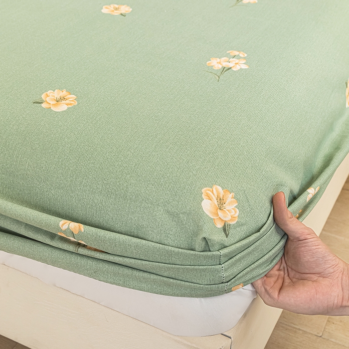 91家纺网 家纺一手货源 找家纺 芃成家纺 2025新款加厚老粗布原棉床笠亲肤单床笠 春意