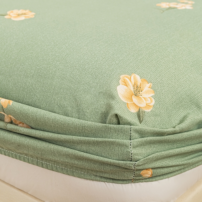 91家纺网 家纺一手货源 找家纺 芃成家纺 2025新款加厚老粗布原棉床笠亲肤单床笠 春意