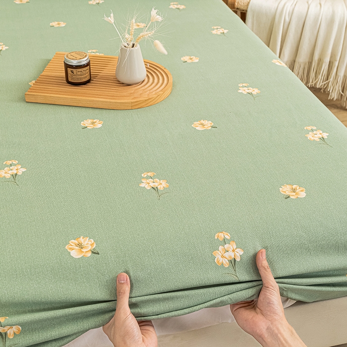 91家纺网 家纺一手货源 找家纺 芃成家纺 2025新款加厚老粗布原棉床笠亲肤单床笠 春意