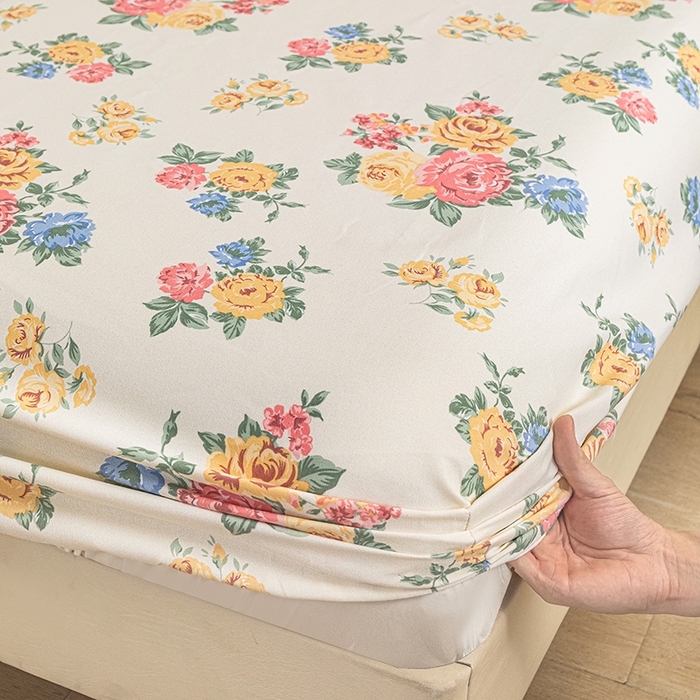 91家纺网 家纺一手货源 找家纺 芃成家纺 2025新款加厚老粗布原棉床笠亲肤单床笠 繁花