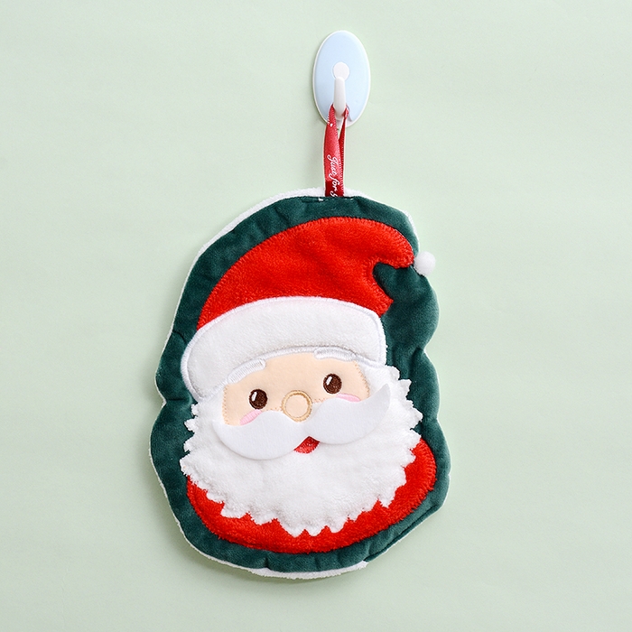 彩虹毛巾 2025新款珊瑚绒卡通可挂式加厚吸水不掉毛可爱小毛巾厨房洗手间挂巾便携式懒人擦手布-圣诞系列 圣诞老人18*23cm 擦手巾/只