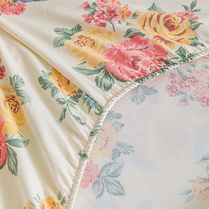 91家纺网 家纺一手货源 找家纺 芃成家纺 2025新款加厚老粗布原棉床笠亲肤单床笠 繁花