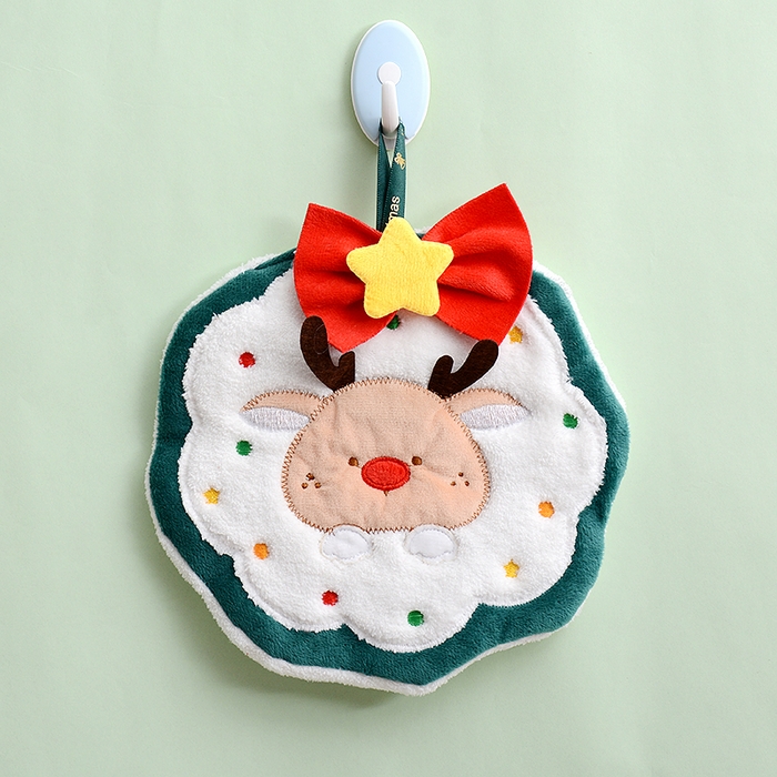 91家纺网 家纺一手货源 找家纺 彩虹毛巾 2025新款珊瑚绒卡通可挂式加厚吸水不掉毛可爱小毛巾厨房洗手间挂巾便携式懒人擦手布-圣诞系列 饼干人21*24cm 擦手巾/只