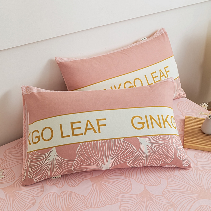 91家纺网 家纺一手货源 找家纺 芃成家纺 2025新款加厚老粗布原棉床笠亲肤单床笠 流光银杏-粉