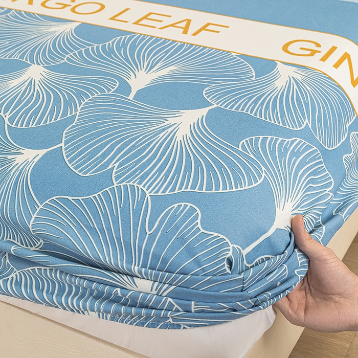 91家纺网 家纺一手货源 找家纺 芃成家纺 2025新款加厚老粗布原棉床笠亲肤单床笠 流光银杏-兰