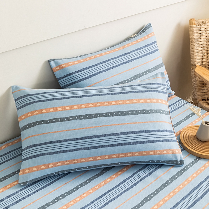 91家纺网 家纺一手货源 找家纺 芃成家纺 2025新款加厚老粗布原棉床笠亲肤单床笠 律动-兰