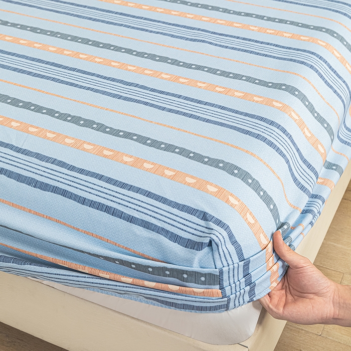 91家纺网 家纺一手货源 找家纺 芃成家纺 2025新款加厚老粗布原棉床笠亲肤单床笠 律动-兰