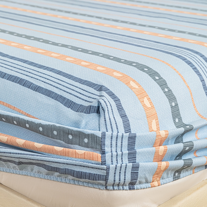 91家纺网 家纺一手货源 找家纺 芃成家纺 2025新款加厚老粗布原棉床笠亲肤单床笠 律动-兰