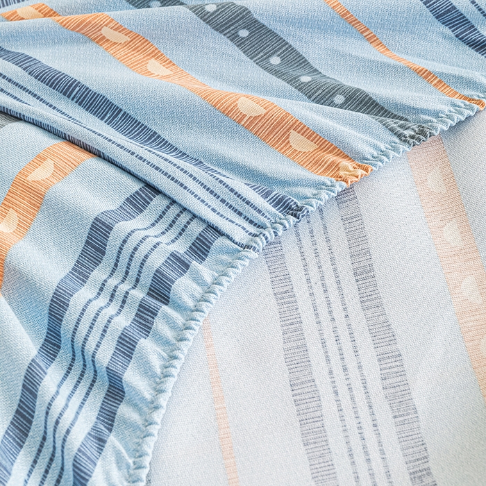 91家纺网 家纺一手货源 找家纺 芃成家纺 2025新款加厚老粗布原棉床笠亲肤单床笠 律动-兰