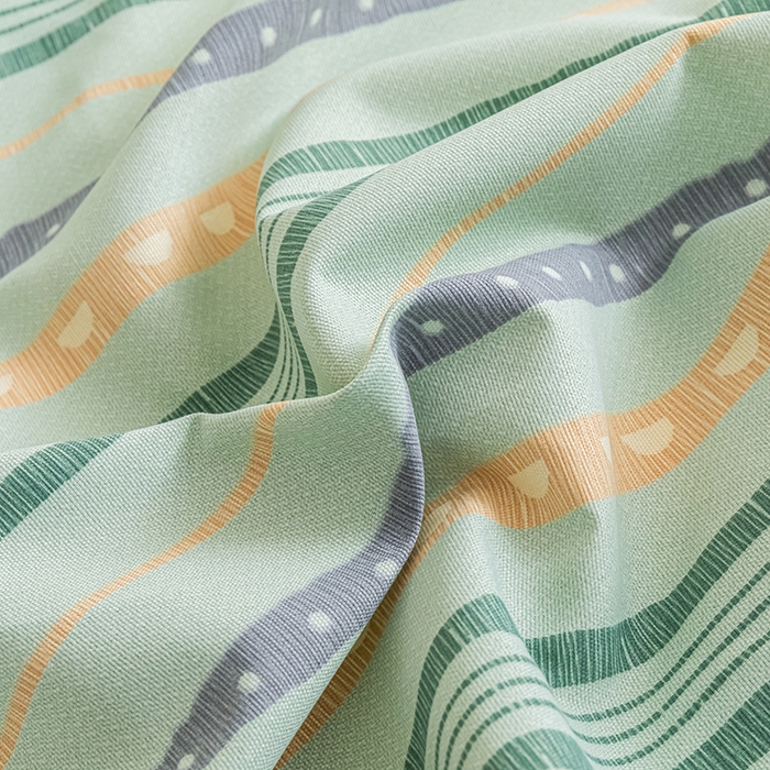 91家纺网 家纺一手货源 找家纺 芃成家纺 2025新款加厚老粗布原棉床笠亲肤单床笠 律动-绿