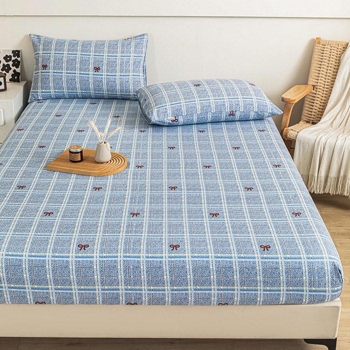 91家纺网 家纺一手货源 找家纺 芃成家纺 2025新款加厚老粗布原棉床笠亲肤单床笠 千千结-兰