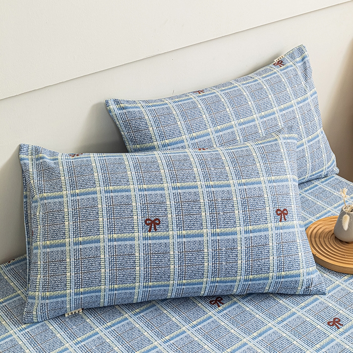 91家纺网 家纺一手货源 找家纺 芃成家纺 2025新款加厚老粗布原棉床笠亲肤单床笠 千千结-兰