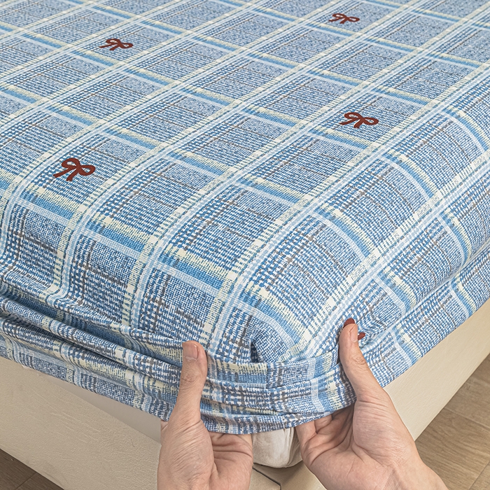 91家纺网 家纺一手货源 找家纺 芃成家纺 2025新款加厚老粗布原棉床笠亲肤单床笠 千千结-兰