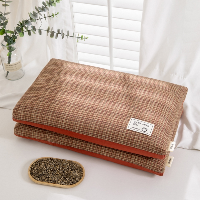 91家纺网 家纺一手货源 找家纺 （总）织布人 2025春夏新款荞麦枕全棉纯棉色织立体无印风荞麦枕头学生宿舍成人家用枕芯单枕芯