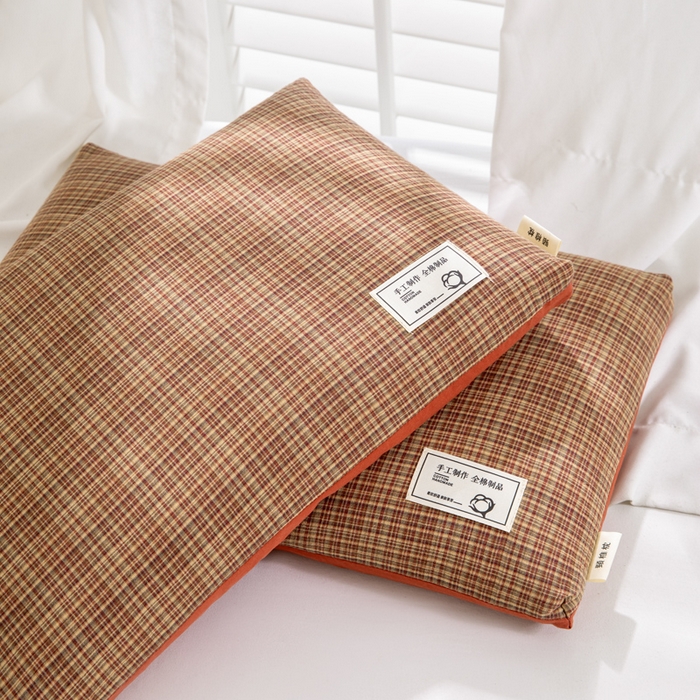 91家纺网 家纺一手货源 找家纺 （总）织布人 2025春夏新款荞麦枕全棉纯棉色织立体无印风荞麦枕头学生宿舍成人家用枕芯单枕芯