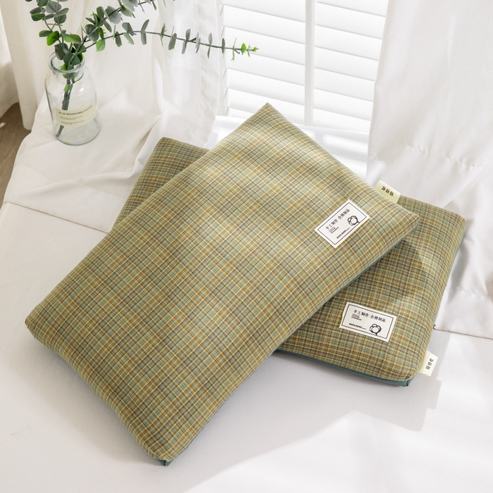 91家纺网 家纺一手货源 找家纺 （总）织布人 2025春夏新款荞麦枕全棉纯棉色织立体无印风荞麦枕头学生宿舍成人家用枕芯单枕芯