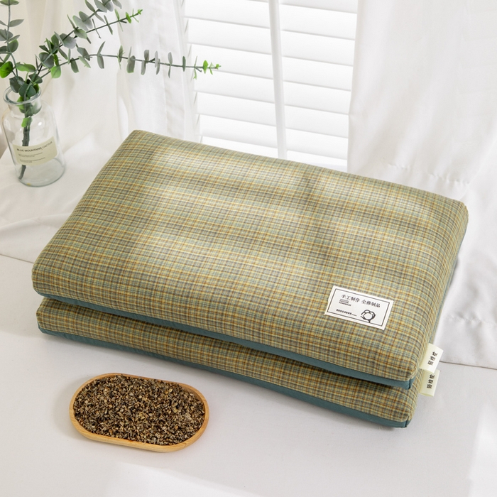 91家纺网 家纺一手货源 找家纺 织布人 2025春夏新款荞麦枕全棉纯棉色织立体无印风荞麦枕头学生宿舍成人家用枕芯单枕芯 全棉色织立体荞麦枕-朱羽 35x55cm/只