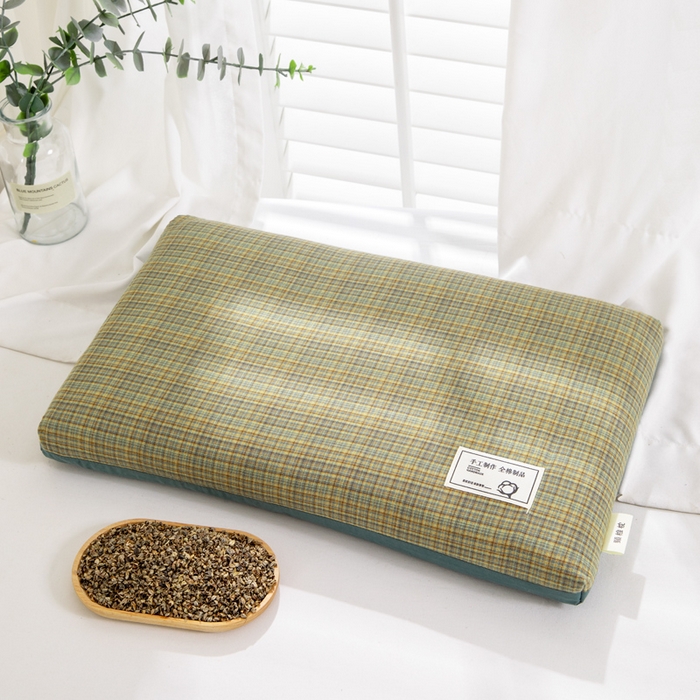 91家纺网 家纺一手货源 找家纺 织布人 2025春夏新款荞麦枕全棉纯棉色织立体无印风荞麦枕头学生宿舍成人家用枕芯单枕芯 全棉色织立体荞麦枕-朱羽 35x55cm/只