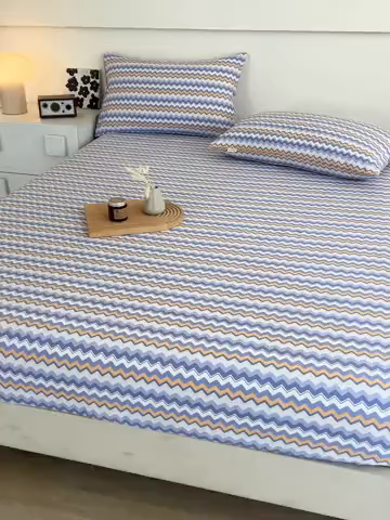 91家纺网 家纺一手货源 找家纺 芃成家纺 2025新款加厚老粗布原棉床笠亲肤单床笠 波西米亚-紫