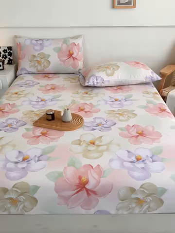 91家纺网 家纺一手货源 找家纺 芃成家纺 2025新款加厚老粗布原棉床笠亲肤单床笠 春日花开