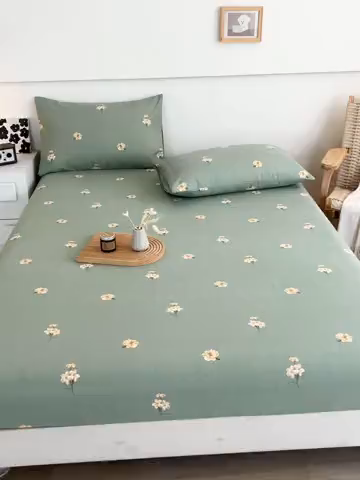 91家纺网 家纺一手货源 找家纺 芃成家纺 2025新款加厚老粗布原棉床笠亲肤单床笠 春意