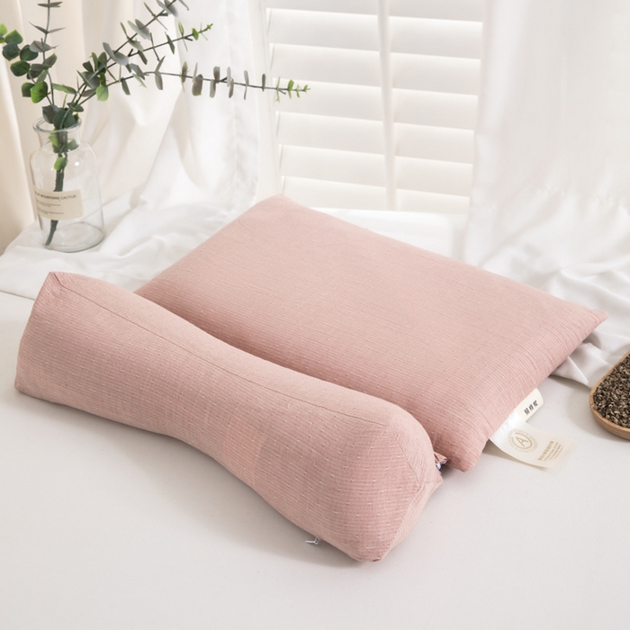 91家纺网 家纺一手货源 找家纺 织布人 2025春夏新款荞麦枕全棉纯棉牵引组合枕反弓拉伸颈椎枕头可拆卸两用枕芯单枕芯 菱形牵引组合枕-粉色【小号】 