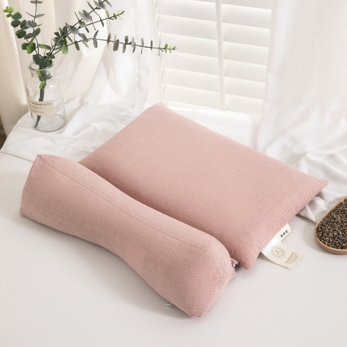 91家纺网 家纺一手货源 找家纺 织布人 2025春夏新款荞麦枕全棉纯棉牵引组合枕反弓拉伸颈椎枕头可拆卸两用枕芯单枕芯 菱形牵引组合枕-粉色【小号】 