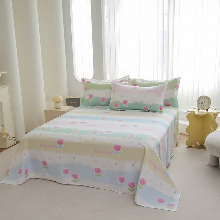 91家纺网 家纺一手货源 找家纺 优家居 2025新款纯棉13370床单单件印花100%全棉纯棉加厚大学生宿舍三件套 禾郁