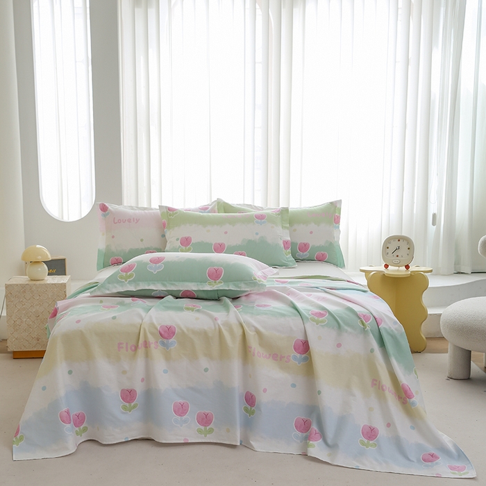 91家纺网 家纺一手货源 找家纺 优家居 2025新款纯棉13370床单单件印花100%全棉纯棉加厚大学生宿舍三件套 禾郁