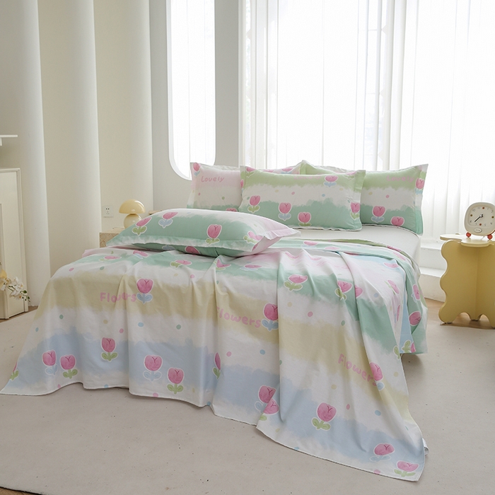 91家纺网 家纺一手货源 找家纺 优家居 2025新款纯棉13370床单单件印花100%全棉纯棉加厚大学生宿舍三件套 禾郁