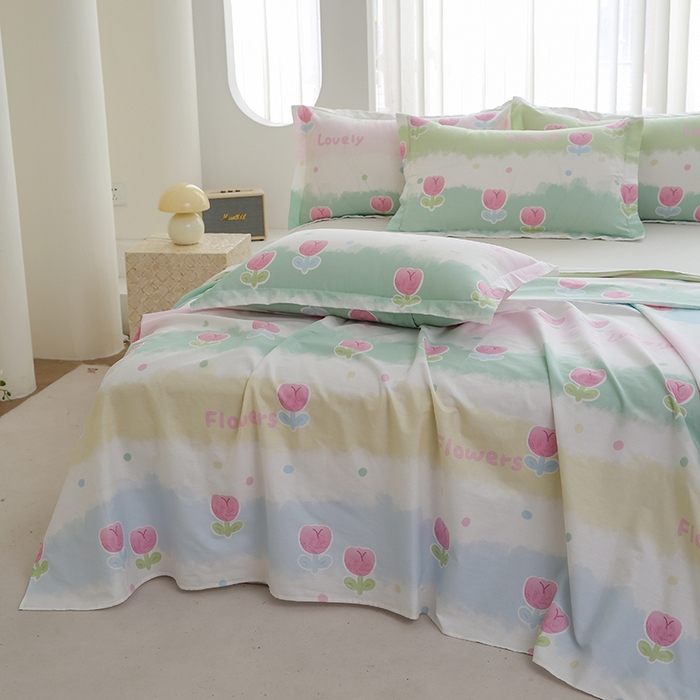 91家纺网 家纺一手货源 找家纺 优家居 2025新款纯棉13370床单单件印花100%全棉纯棉加厚大学生宿舍三件套 禾郁