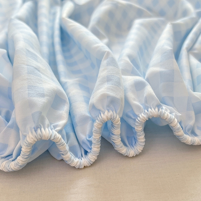 91家纺网 家纺一手货源 找家纺 梦舒羽 2025春夏新款兔毛贴布绣卡通ins风水洗棉床笠学生宿舍床罩床垫保护垫三件套（带买家秀） 萌萌幸运汪-冰川蓝格