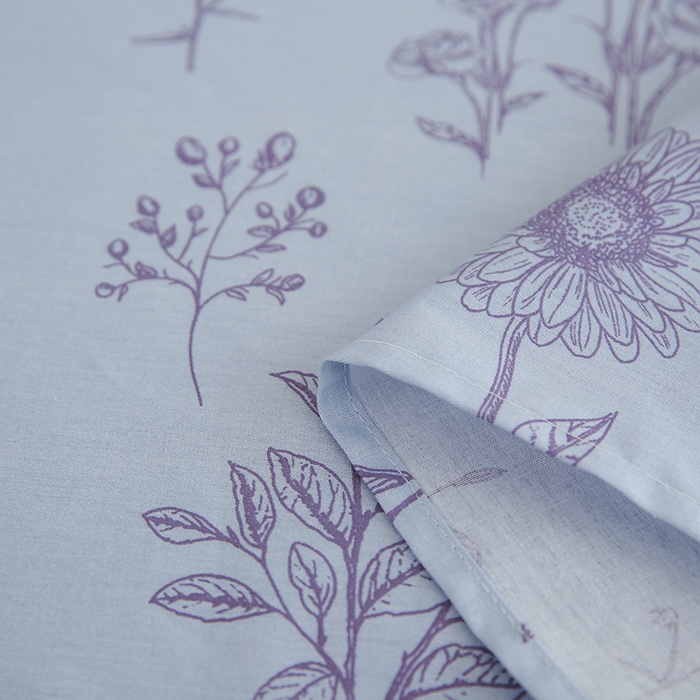 91家纺网 家纺一手货源 找家纺 优家居 2025新款纯棉13370床单单件印花100%全棉纯棉加厚大学生宿舍三件套 花草集-蓝