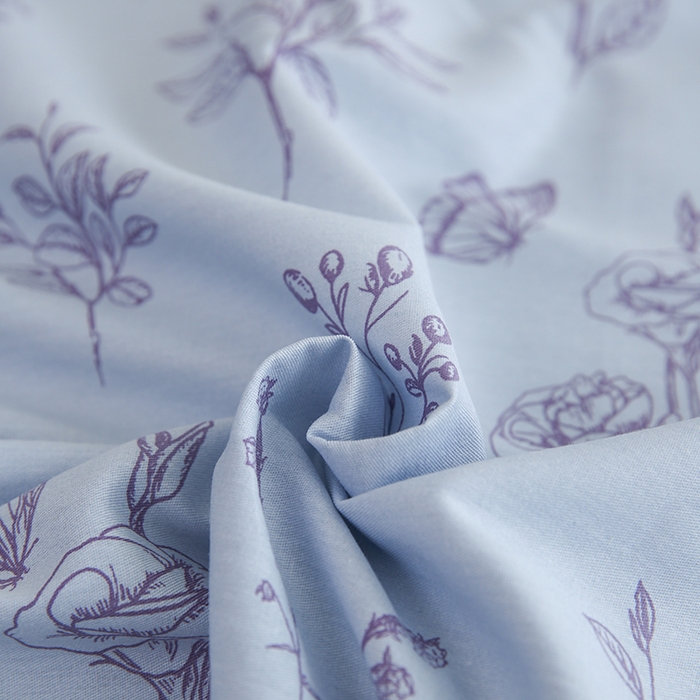 91家纺网 家纺一手货源 找家纺 优家居 2025新款纯棉13370床单单件印花100%全棉纯棉加厚大学生宿舍三件套 花草集-蓝