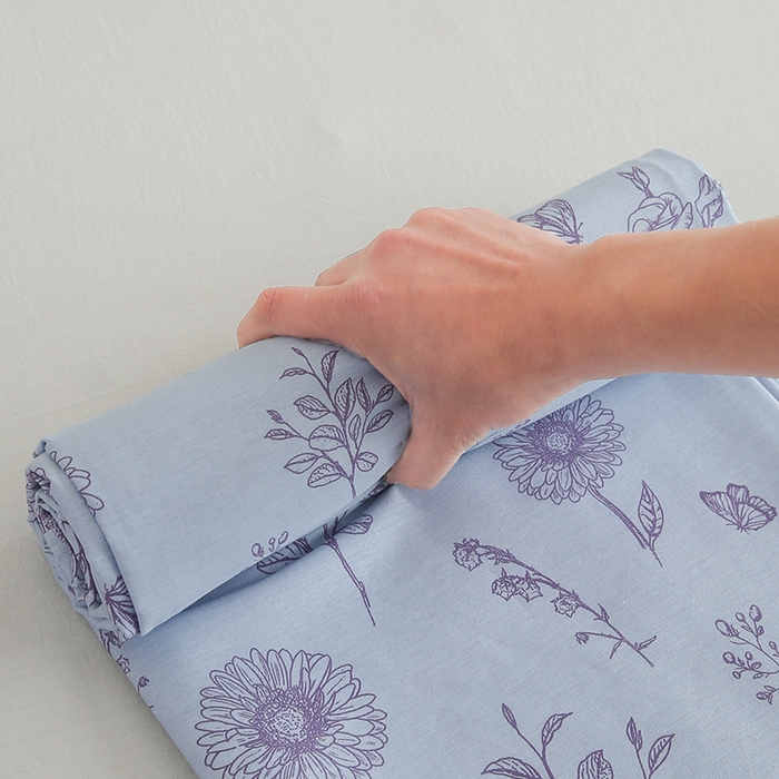 91家纺网 家纺一手货源 找家纺 优家居 2025新款纯棉13370床单单件印花100%全棉纯棉加厚大学生宿舍三件套 花草集-蓝