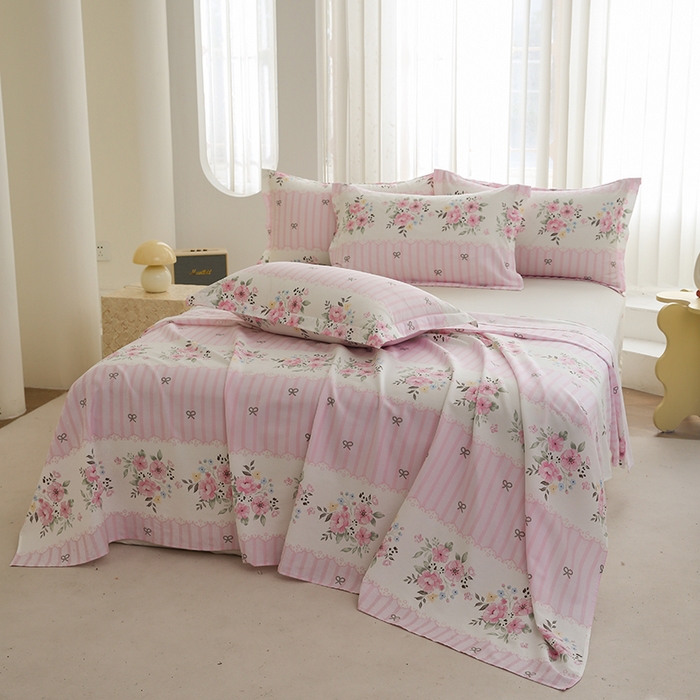 91家纺网 家纺一手货源 找家纺 优家居 2025新款纯棉13370床单单件印花100%全棉纯棉加厚大学生宿舍三件套 花香语意