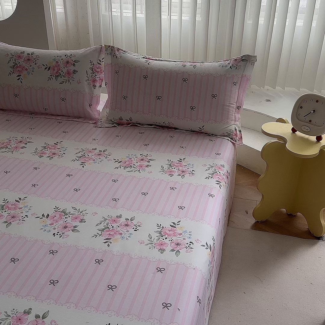 91家纺网 家纺一手货源 找家纺 优家居 2025新款纯棉13370床单单件印花100%全棉纯棉加厚大学生宿舍三件套 花香语意