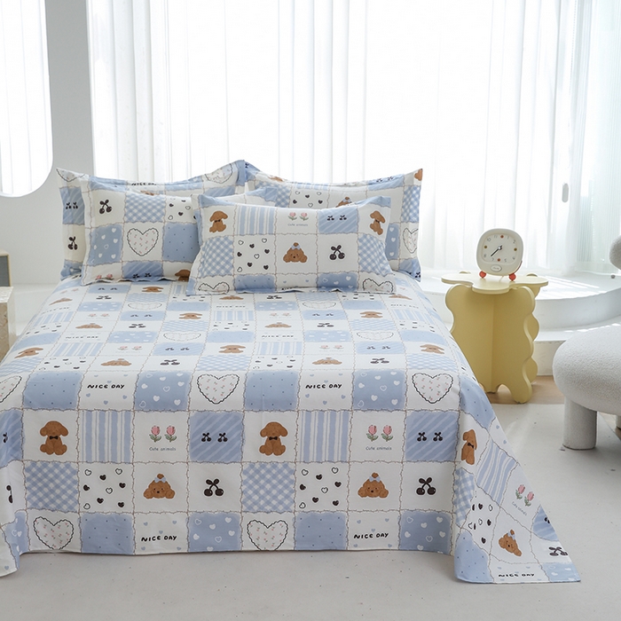 优家居 2025新款纯棉13370床单单件印花100%全棉纯棉加厚大学生宿舍三件套 兰黛小熊