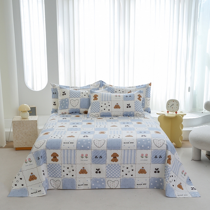 91家纺网 家纺一手货源 找家纺 优家居 2025新款纯棉13370床单单件印花100%全棉纯棉加厚大学生宿舍三件套 兰黛小熊